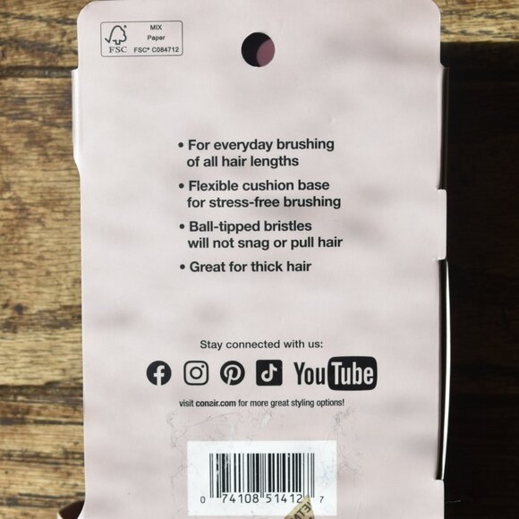 Conair Double Ceramic Curling Iron Wand + Velvet Touch Paddle Brush Set New - Picture 7 of 9